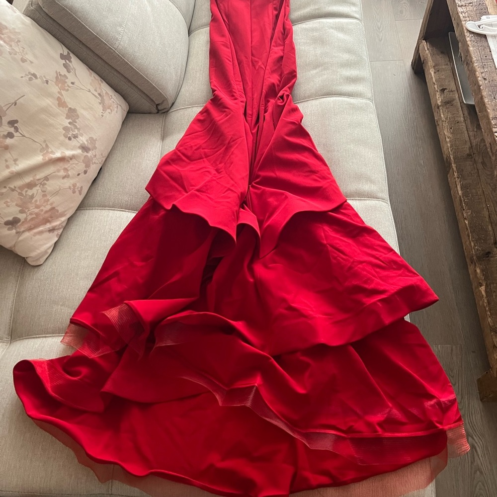 Nour Designs Lipstick Red Floor length mermaid gown (used)